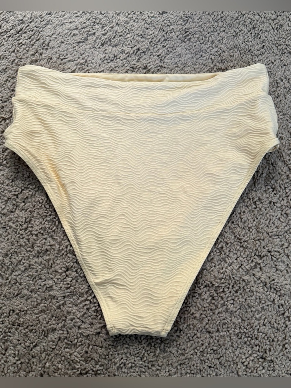 Monday Swimwear High Waisted Bikini Bottom Creme Wave Size Large - Picture 4 of 4